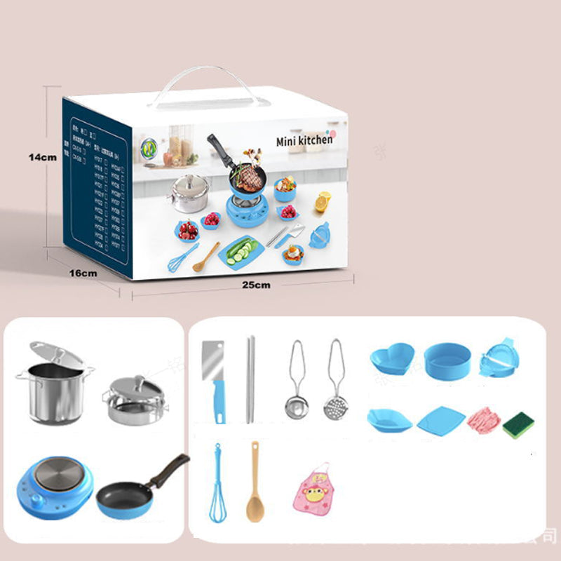 👧🏻 50% REA NU! 🎁 Mini-Köksleksak 22-delars Set - Äkta Ljud & Belysning, Perfekt Present för Barns Kreativa Lek 🍳✨