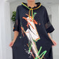 Robe à capuche ample décontractée et imprimée avec cordon de serrage pour femme