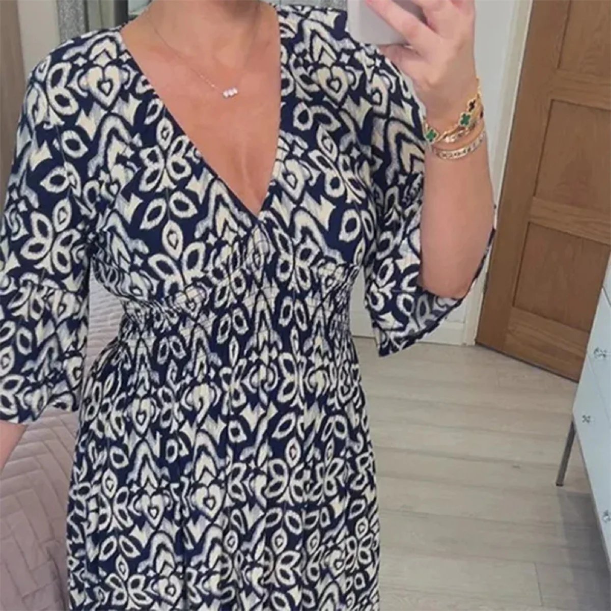 🔥50% de réduction  😍Robe longue à encolure en V et imprimé bohémien décontracté