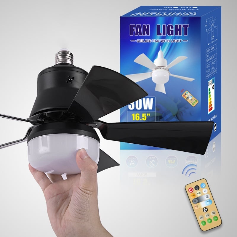Ventilateur de Plafond Portable 2-en-1 avec Télécommande et Lampe