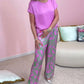 Ensemble 2 pièces : Haut & Pantalon Imprimé à Jambes Larges
