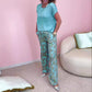 Ensemble 2 pièces : Haut & Pantalon Imprimé à Jambes Larges
