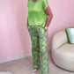 Ensemble 2 pièces : Haut & Pantalon Imprimé à Jambes Larges