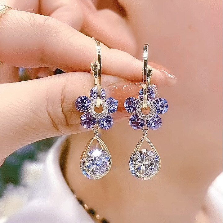 Boucles d’oreilles élégantes en cristal floral-Achetez-en 1, obtenez-en 1 gratuitement