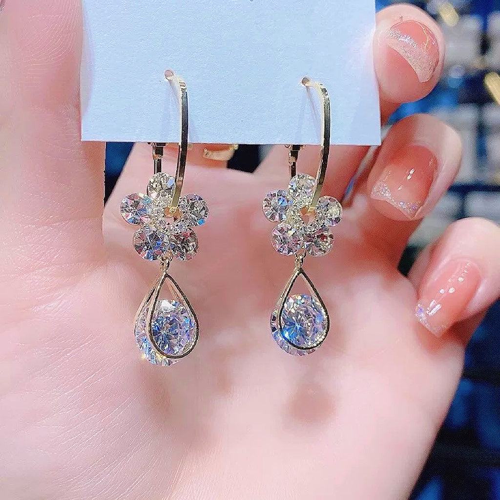 Boucles d’oreilles élégantes en cristal floral-Achetez-en 1, obtenez-en 1 gratuitement
