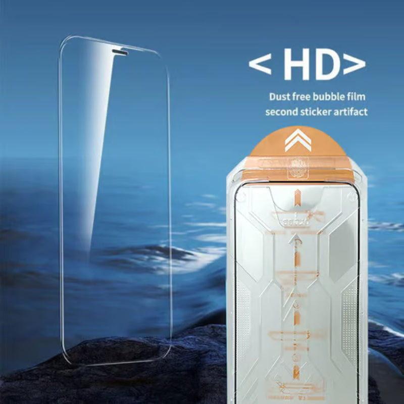 Protection d'écran en verre trempé 4K HD/Anti-Peeping avec élimination automatique de la poussière pour iPhone