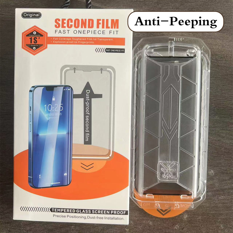 Protection d'écran en verre trempé 4K HD/Anti-Peeping avec élimination automatique de la poussière pour iPhone