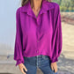 🌷Chemise boutonnée élégante de couleur unie pour femmes