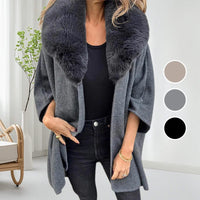 Manteau bouffant avec col en fausse fourrure pour femmes