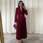 Ensemble de 2 Pièces pour Femme : Blazer à Revers avec Ceinture Assortie & Jupe Longue Plissée