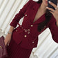Ensemble de 2 Pièces pour Femme : Blazer à Revers avec Ceinture Assortie & Jupe Longue Plissée