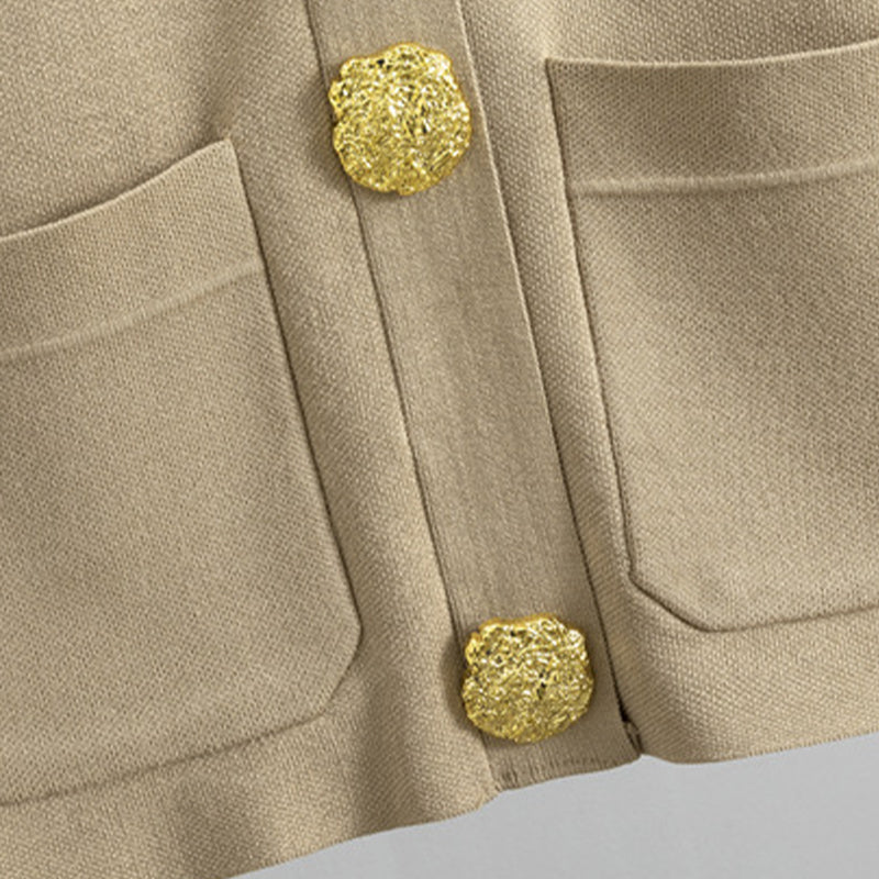 Ensemble de 2 Pièces de Pull à Boutons et Pantalon à Jambes Larges pour Femmes