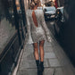 Robe élégante à paillettes à manches longues pour femme