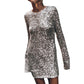 Robe élégante à paillettes à manches longues pour femme