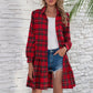 Robe Courte à Carreaux avec Col à Revers de Noël pour Femmes