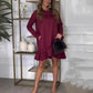 🎅Offre limitée dans le temps - 50%🎄Robe à manches longues à col rond et ourlet plissé pour femmes