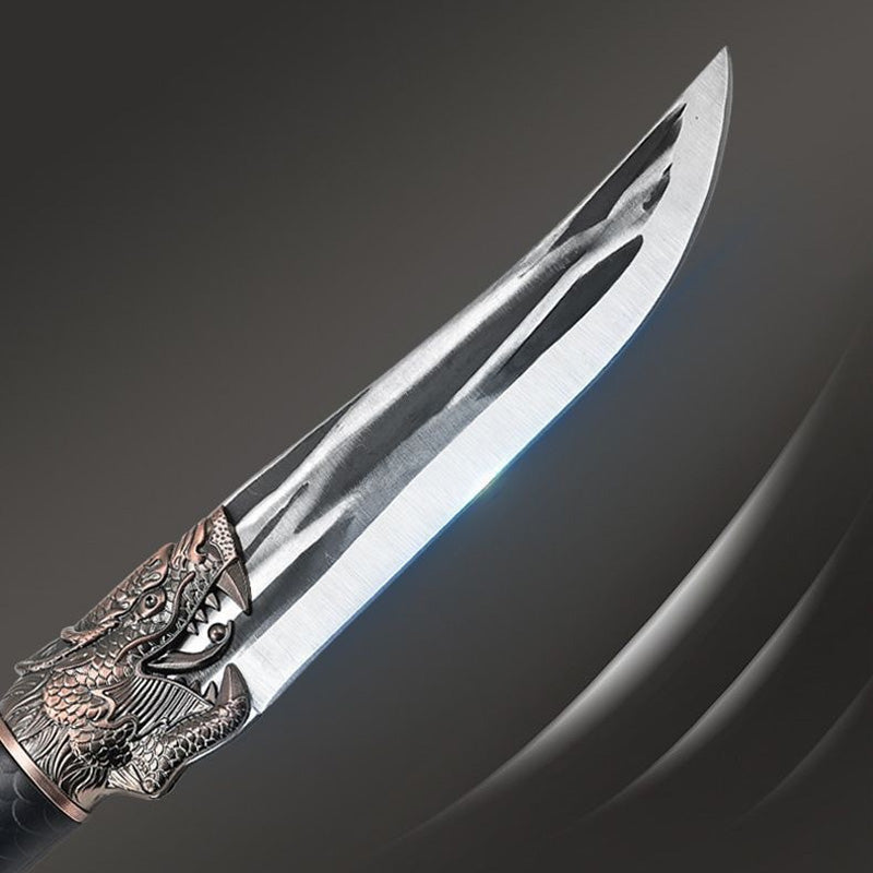 Couteau à désosser avec décorations de dragon et étui