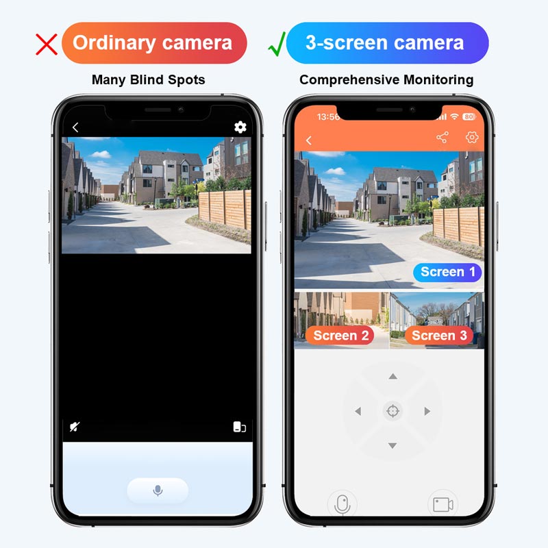 🔥Vente à chaud🔥Caméra de surveillance solaire intelligente à 360° avec moniteur à triple écran