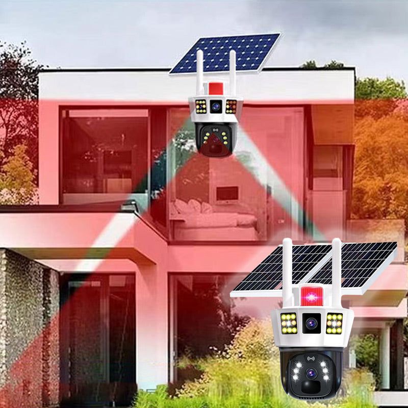 🔥Vente à chaud🔥Caméra de surveillance solaire intelligente à 360° avec moniteur à triple écran