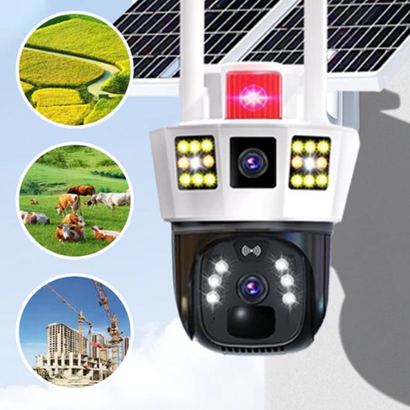 🔥Vente à chaud🔥Caméra de surveillance solaire intelligente à 360° avec moniteur à triple écran