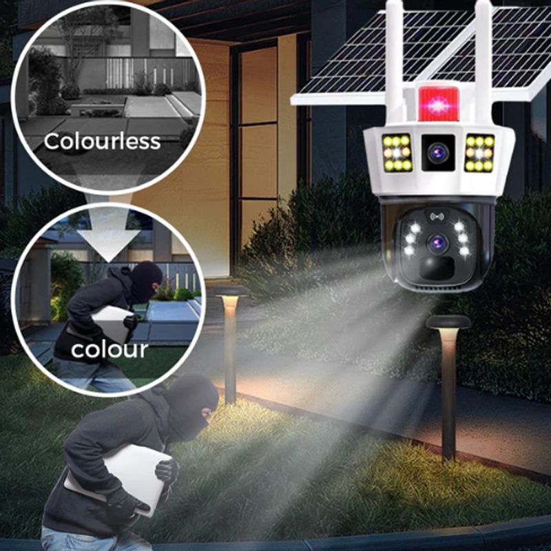 🔥Vente à chaud🔥Caméra de surveillance solaire intelligente à 360° avec moniteur à triple écran