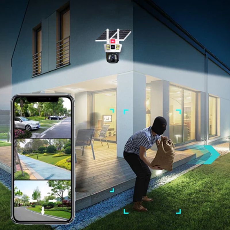 🔥Vente à chaud🔥Caméra de surveillance solaire intelligente à 360° avec moniteur à triple écran