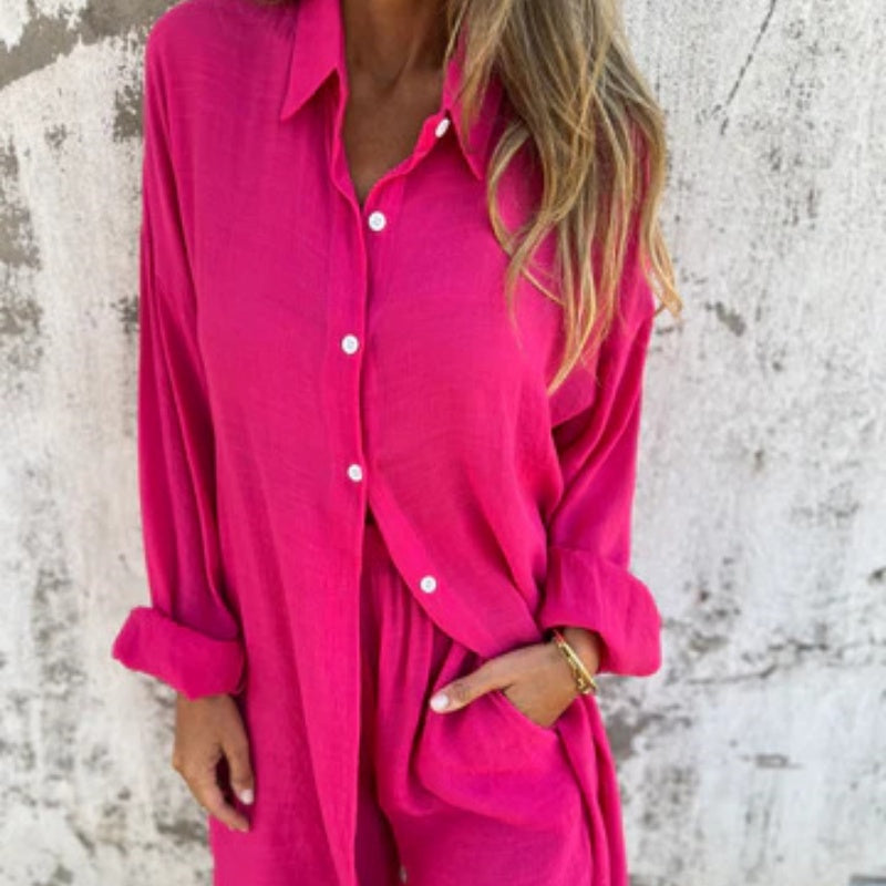 ⏳Temps limité 50% de réduction💥Ensemble deux pièces composé d'un t-shirt à manches longues décontracté et d'un short pour femmes