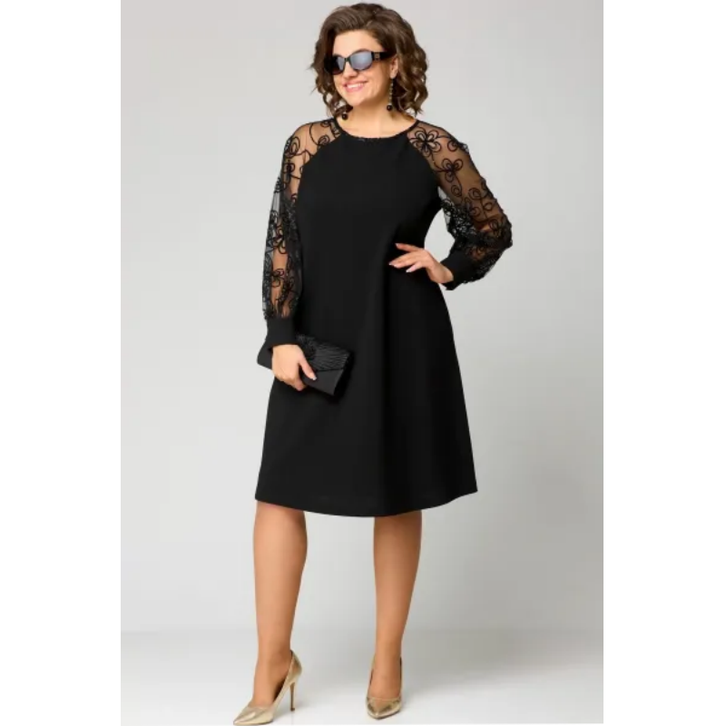 🔥55% de réduction saisonnière🔥Robe patchwork en dentelle à encolure ronde et manches longues