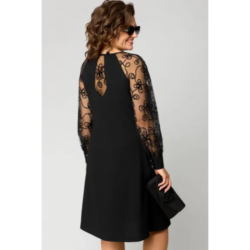 🔥55% de réduction saisonnière🔥Robe patchwork en dentelle à encolure ronde et manches longues