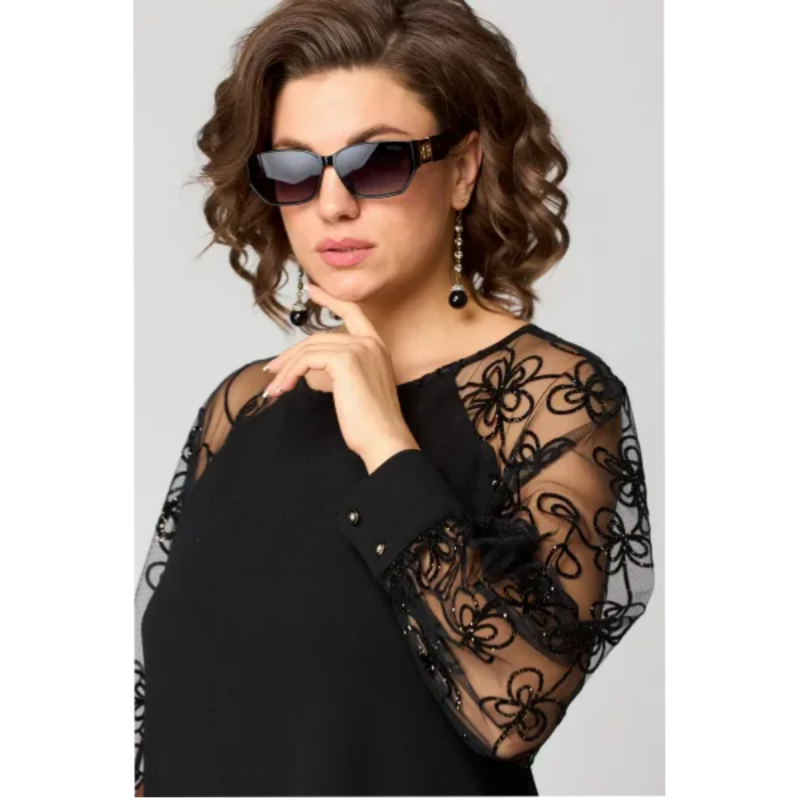 🔥55% de réduction saisonnière🔥Robe patchwork en dentelle à encolure ronde et manches longues