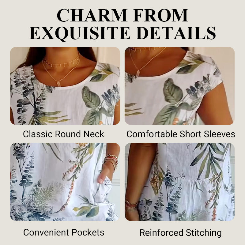 🌸Vente de Printemps🌸 Robe Imprimée Décontractée Avec Poches