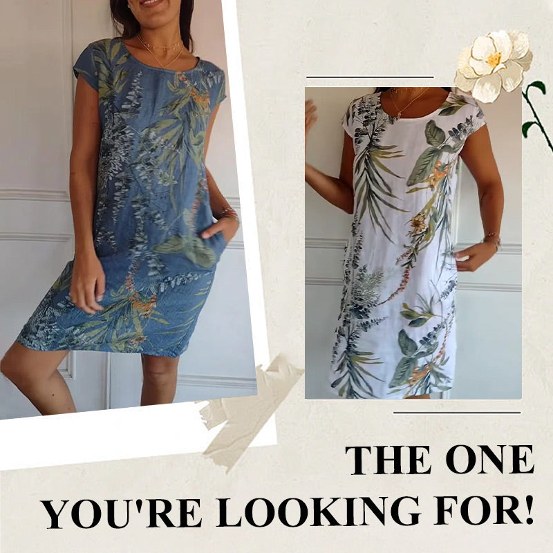 🌸Vente de Printemps🌸 Robe Imprimée Décontractée Avec Poches