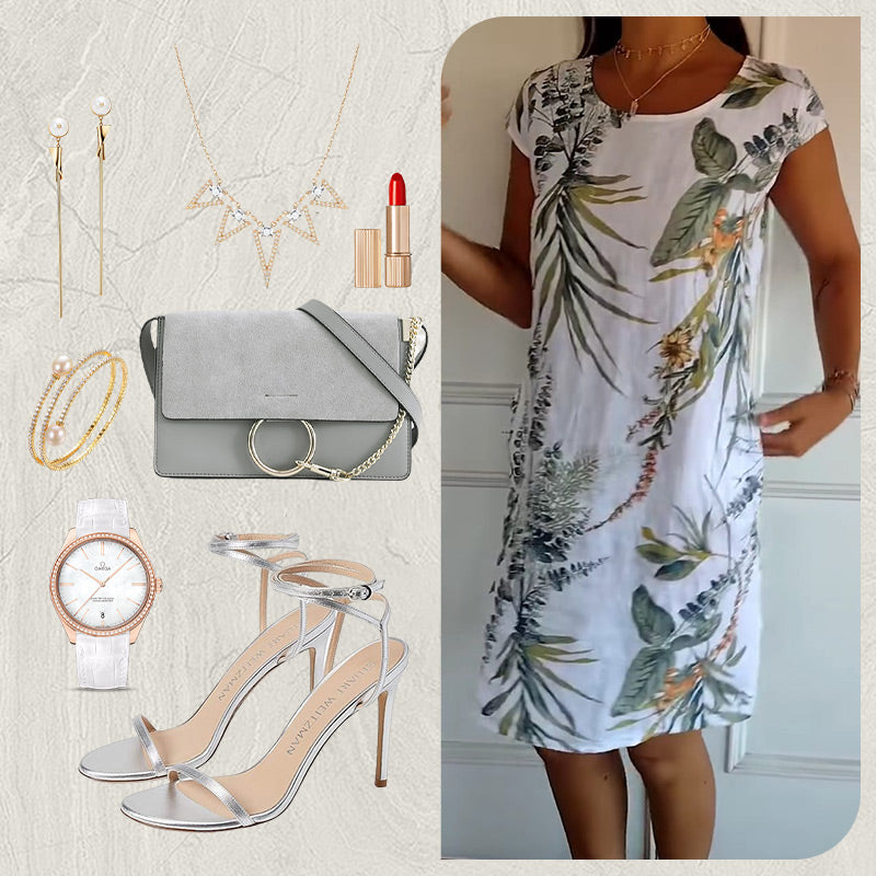 🌸Vente de Printemps🌸 Robe Imprimée Décontractée Avec Poches