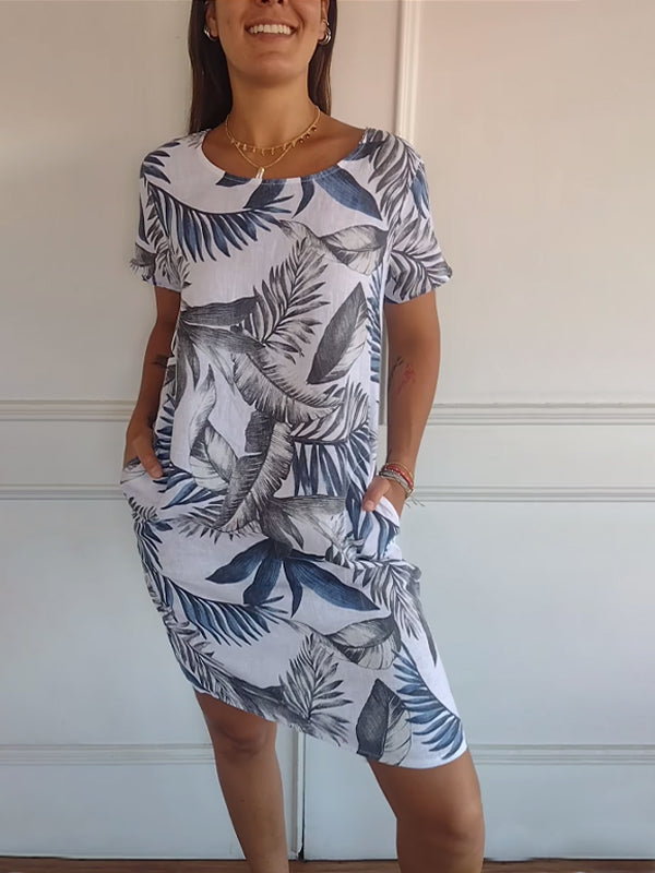 🌸Vente de Printemps🌸 Robe Imprimée Décontractée Avec Poches