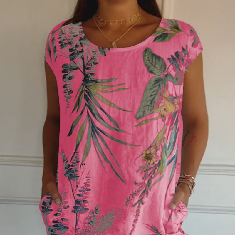 🌸Vente de Printemps🌸 Robe Imprimée Décontractée Avec Poches