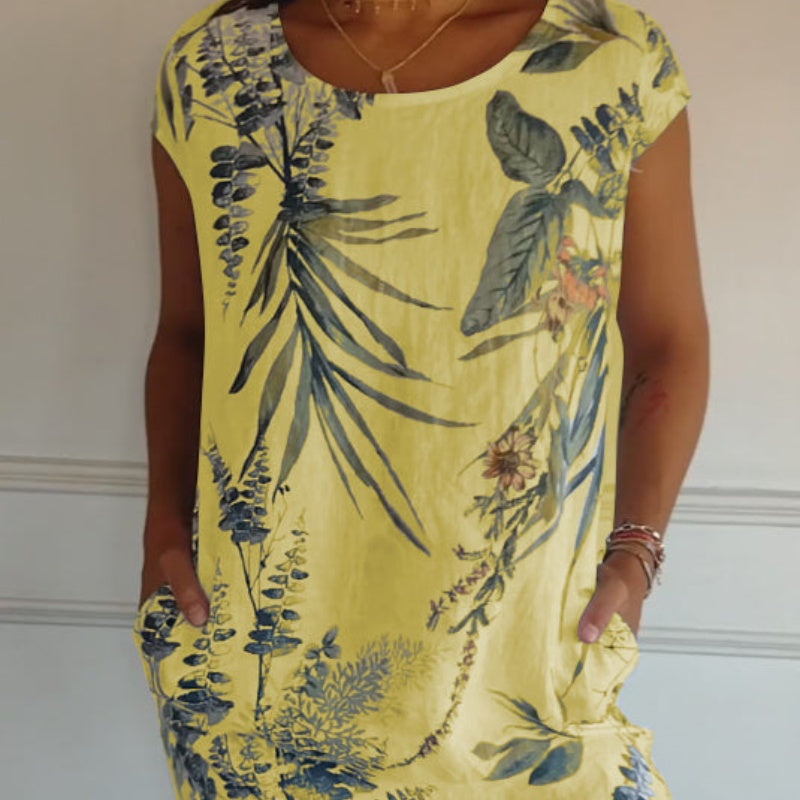 🌸Vente de Printemps🌸 Robe Imprimée Décontractée Avec Poches