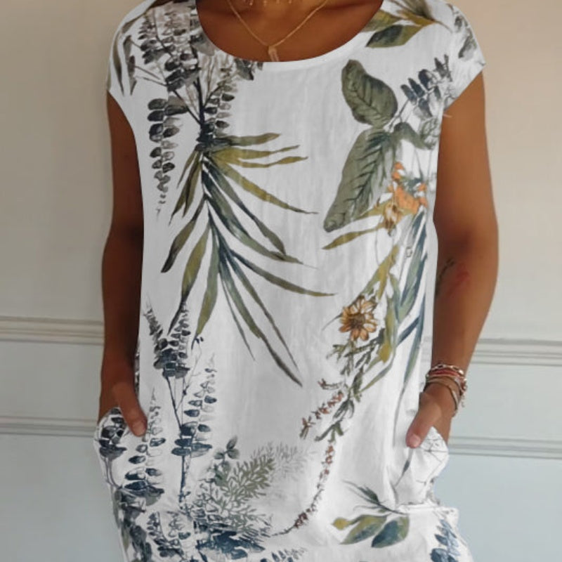 🌸Vente de Printemps🌸 Robe Imprimée Décontractée Avec Poches