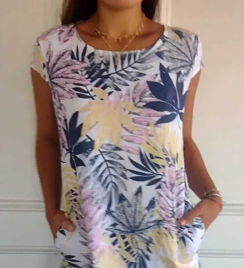 🌸Vente de Printemps🌸 Robe Imprimée Décontractée Avec Poches