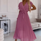💐 Robe fluide plissée à col en V pour femmes