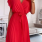 💐 Robe fluide plissée à col en V pour femmes