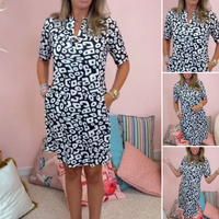 ✨Début de l'été Nouveau✨Robe imprimée décontractée à manches courtes et col en V pour femmes