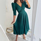 👗Robe midi plissée à col en V pour femme