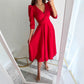 👗Robe midi plissée à col en V pour femme