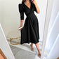 👗Robe midi plissée à col en V pour femme