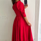 👗Robe midi plissée à col en V pour femme