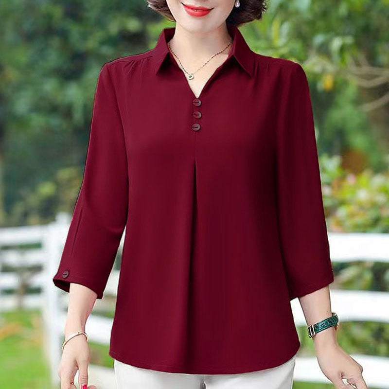 🔥Printemps 50% de réduction🔥Chemise décontractée à col de couleur unie pour femmes