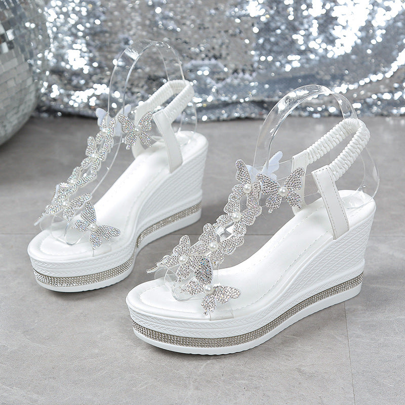 🎉Nouveautés du printemps🔥Sandales à Bout Ouvert Ornées de Papillons Pailletés