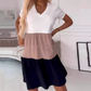 💖Promotions - 50% de réduction💖 Élégante robe longue à col en V et à couleurs contrastées pour femmes