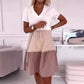 💖Promotions - 50% de réduction💖 Élégante robe longue à col en V et à couleurs contrastées pour femmes