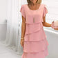 Robe décontractée à volants et coupe ondulée pour femmes